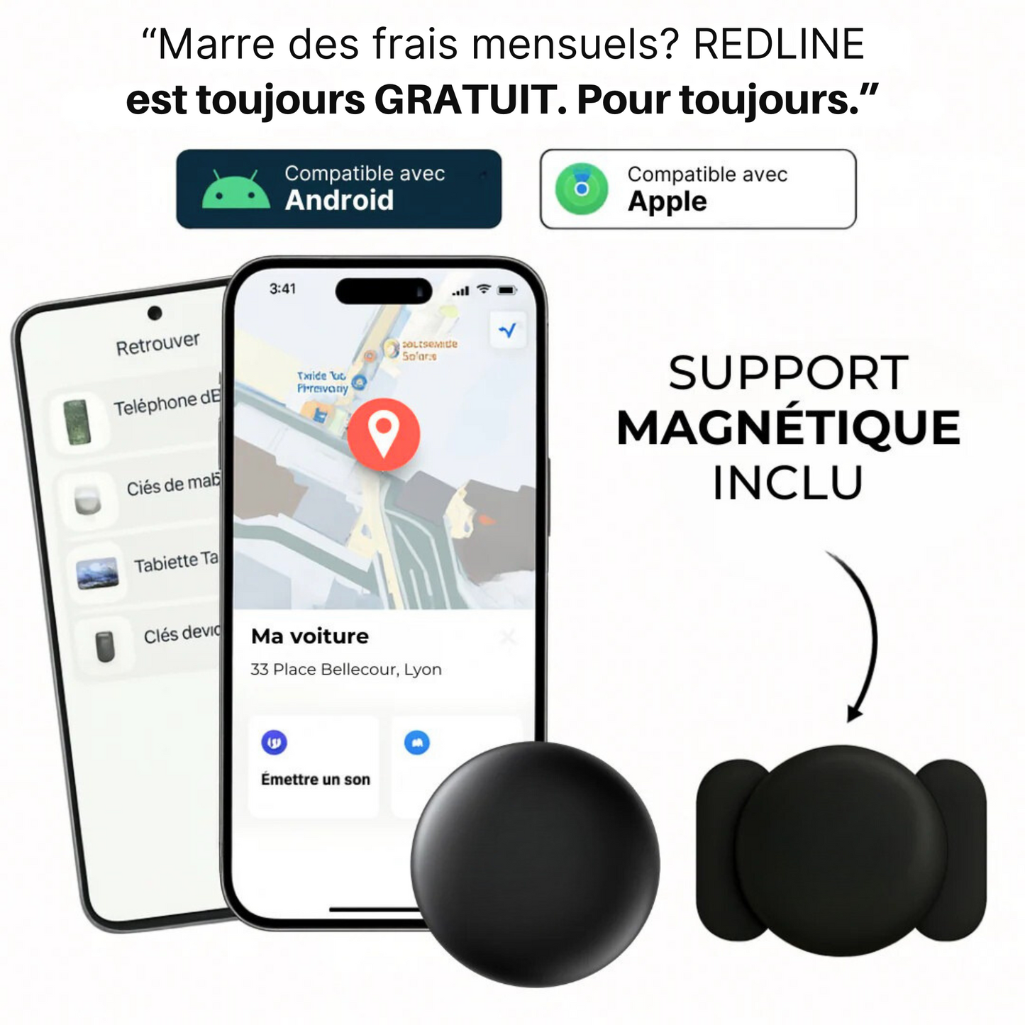 GP90 – Tracker GPS précis sans abonnement (Android/Apple)